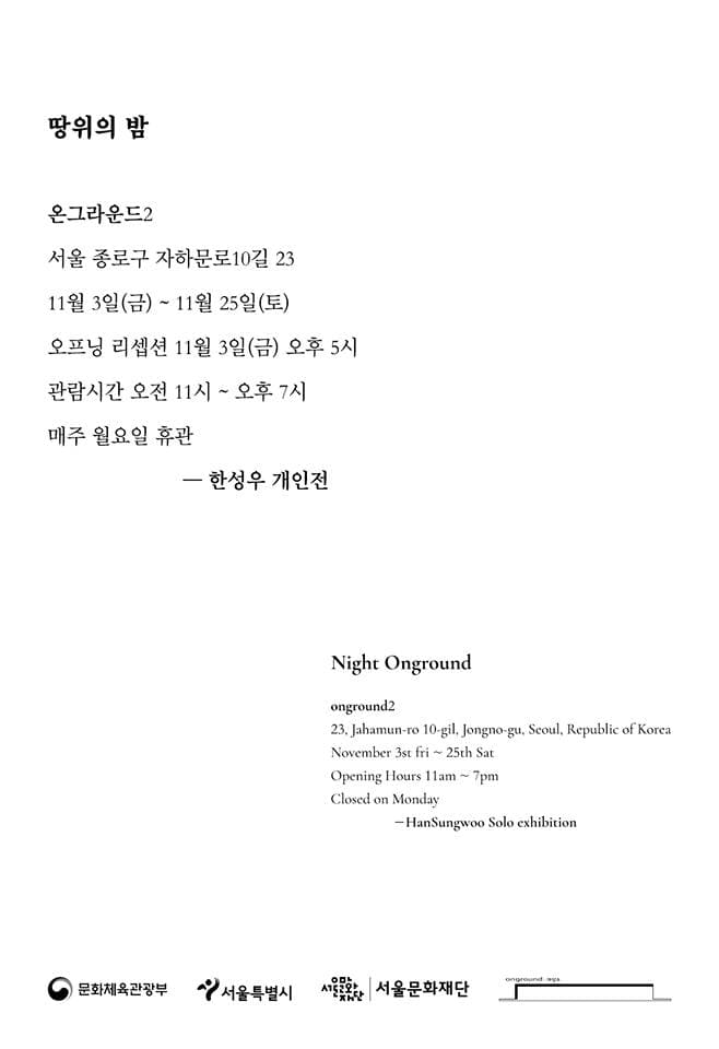 한성우 개인전 : 땅 위의 밤 Han Sung-woo : Night Ongound 1