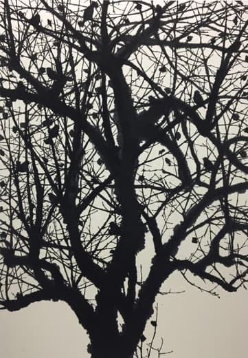 Arai Kei, 감나무4, 일본종이에 먹, 130.5x91.5cm , 2019