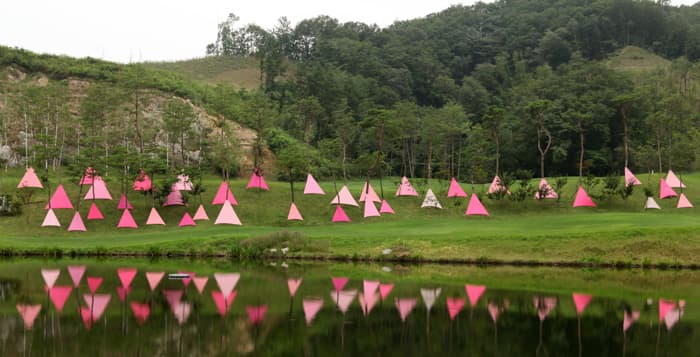 이은선, 핑크 오마쥬_천_가변설치_2013