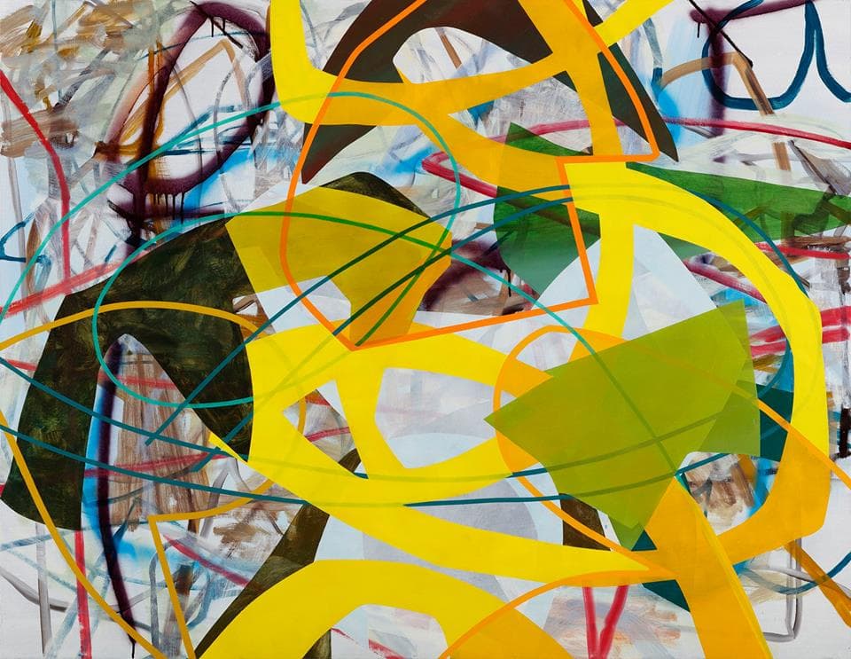 조현선, 위장된 옐로우, oil and spray on canvas, 112x145cm, 2015