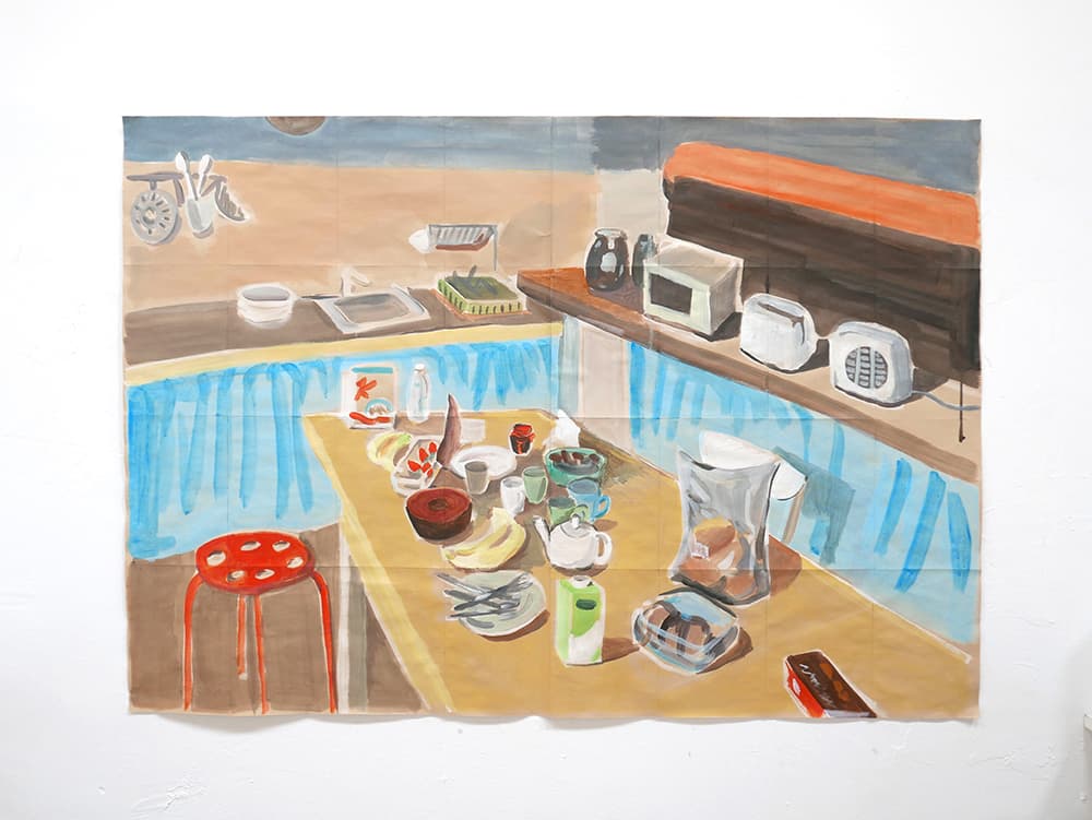 김민수, 아침식사, 종이에 아크릴, 84x116cm, 2020
