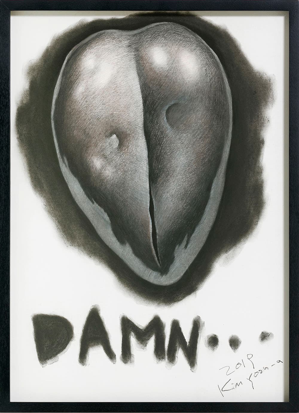 김윤아_DAMN_57x42cm_Charcoal on paper, wood frame_2019