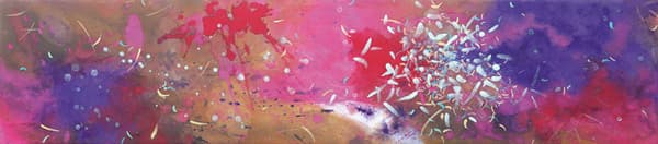 energy from space -life force vI , 90x20cm,  korean paper, traditional color powder, gold color powder, lumino