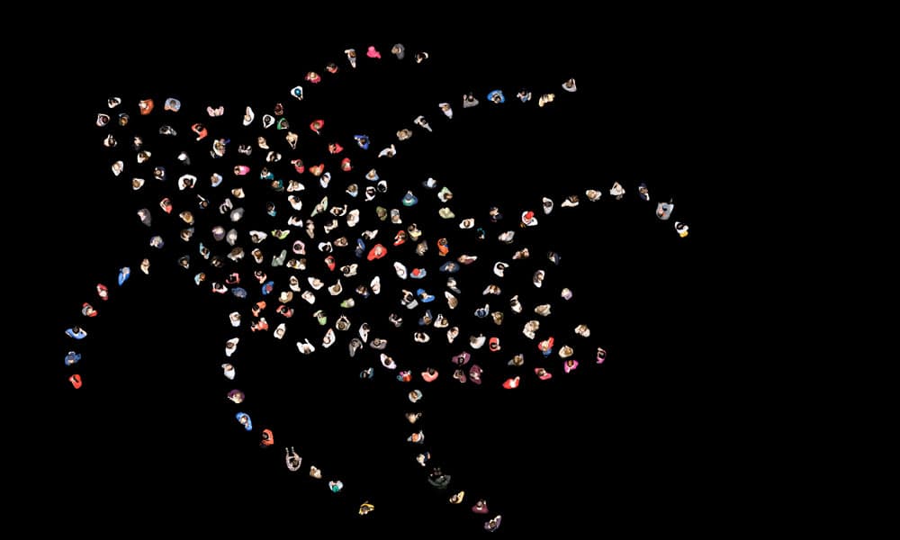 현홍_01.Dot+Dots_#00-1.People calling to someone, From the top_인화지에 잉크젯 프린트, 나무 프레임_160×266cm_2012