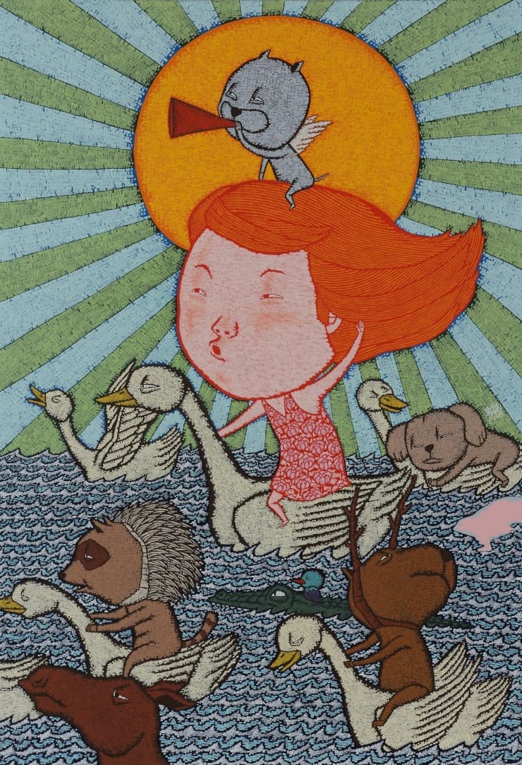 강지만, Rush, 2011, Pigmented and crushed rock on korean paper, 130x90cm