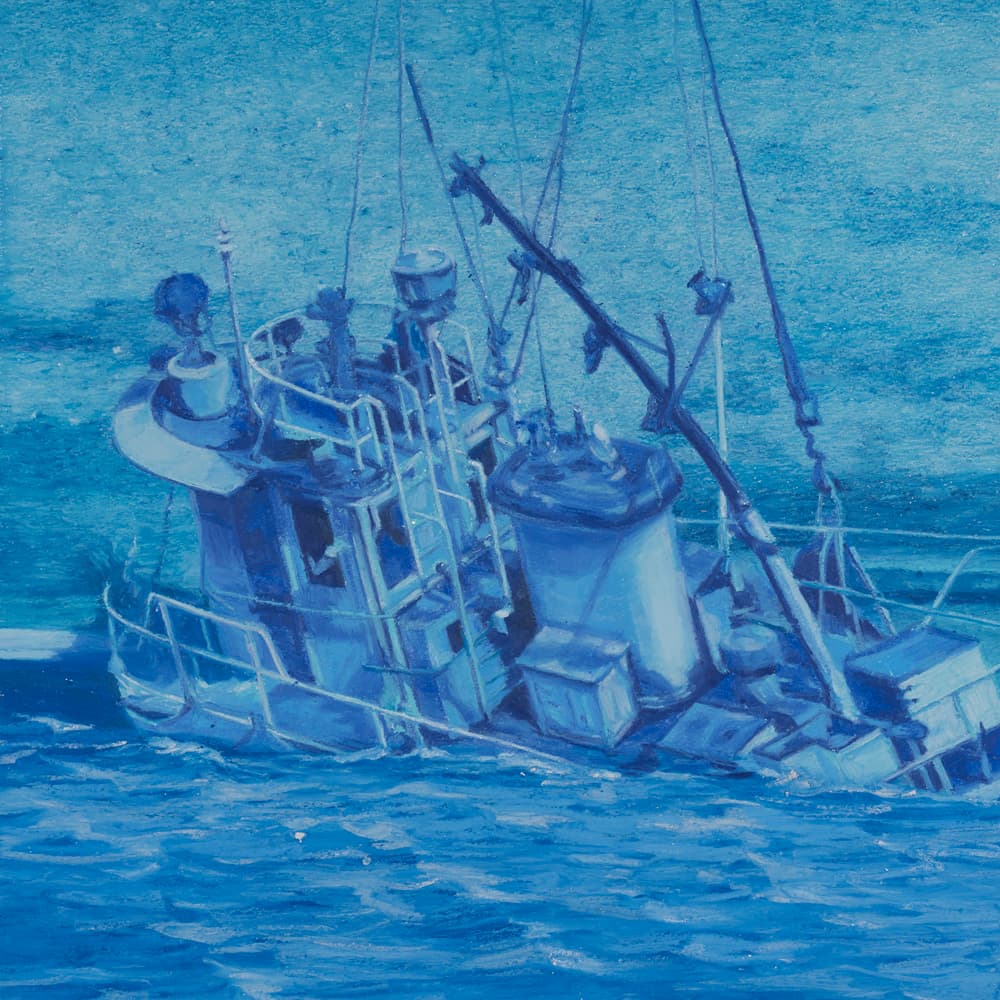 김지영, 파랑연작 0222, 50x50cm, 종이에 오일파스텔, 2017