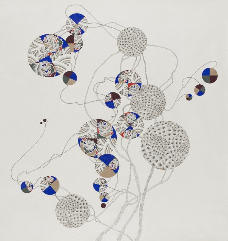 Youngseok Cha. An Elegant Endeavour_125, 2018. Pencil, colour pen and watercolour on Korean mulberry paper, 115 x 109 cm