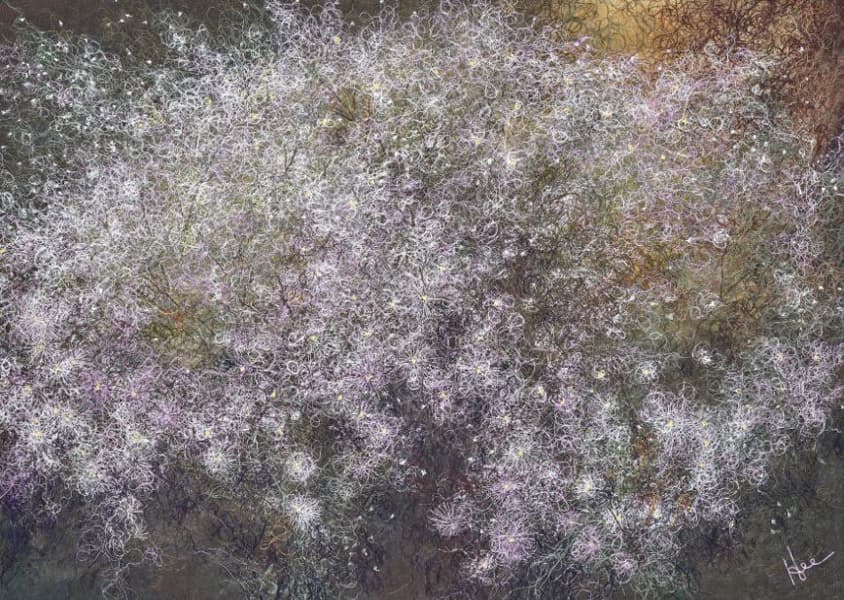 홍진희, 그리움이 짙어질 때, Mixed media on canvas, 65x91cm, 2017
