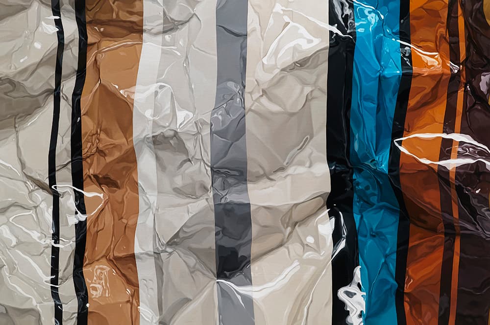 서웅주, Crumpled various stripes(landscape), 97x145.5(cm), oil on canvas, 2018