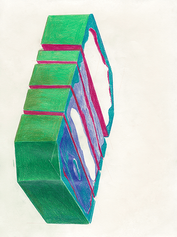 차혜림, 두께1, 종이에 색연필, 2016