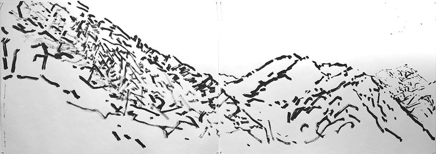 벽계구곡-아미산, 종이 위에 먹,29,7x45cm,2014