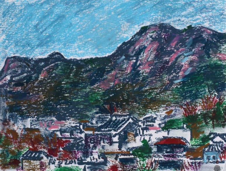 서용선, 인왕산Inwang Mountain, 24 x 32cm, Oilpastel on paper, 2014