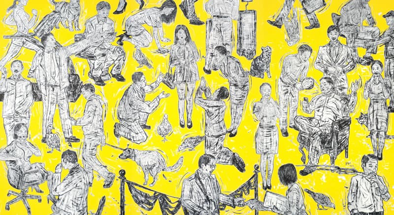 김원_good life_한지에 먹과 채색_366x200cm_2017