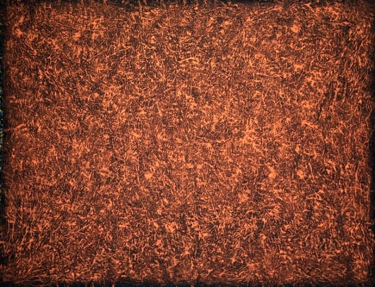 불과 바람의 흔적을 그리다, 염색천 위에 분채, 2016