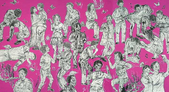 Hard work_한지에 먹과 아크릴_366x200cm_2016
