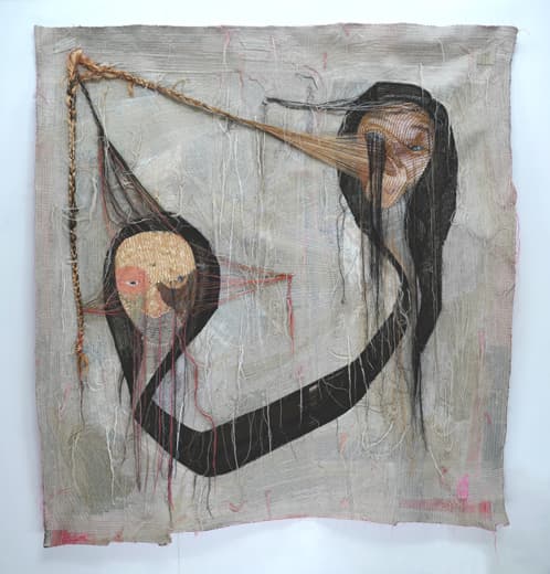 윤지선, rag face #18010-1, Sewing on Fabric and-Photograph, w143xh154cm, 2018