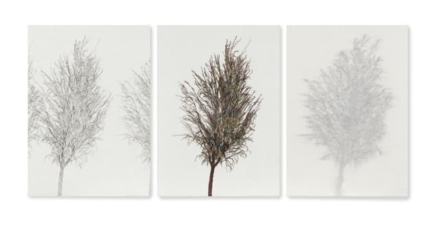 멀어져가는, 장지,순지에 먹과 채색, 각54×75cm, 2016﻿﻿​