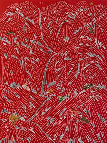 이준호_붉은산-21_캔버스에 아크릴채색, 스크래치_130×97cm_2017