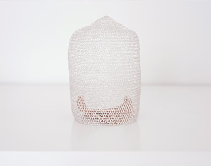 net_no.2_silver thread, particle from zipper, knitting coaster_various dimension_2018