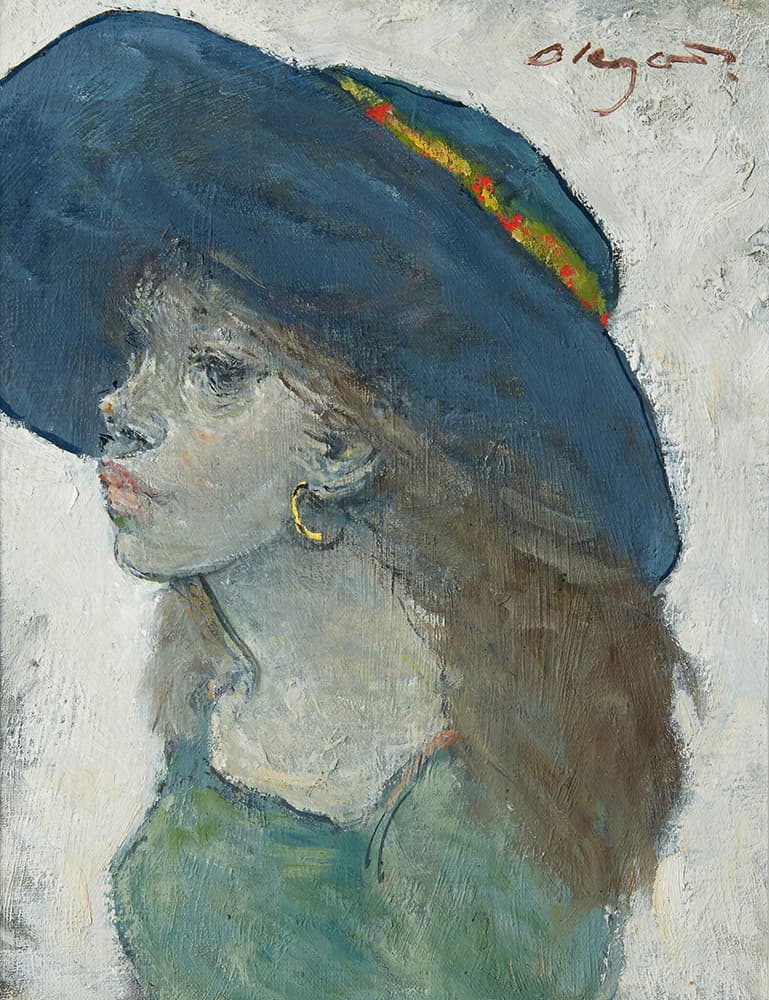 권옥연(1923-2011), 모자를 쓴 여인, 캔버스에 유채, 34x26cm