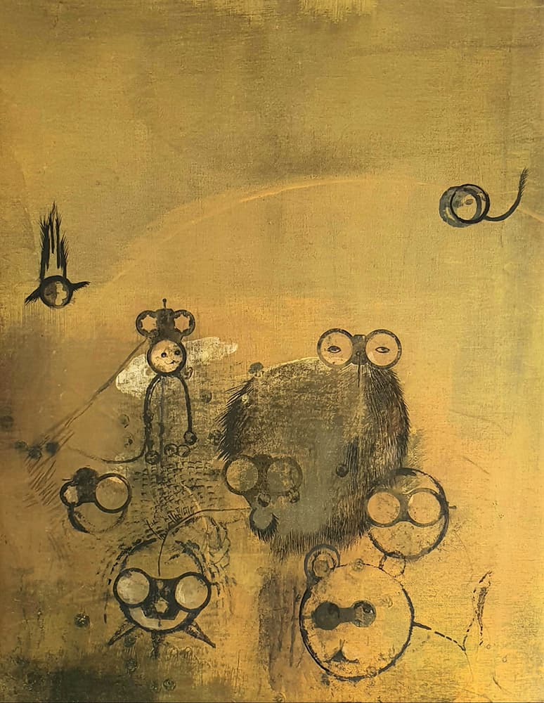 이순주, 〈시간 망원경〉, 2021. 캔버스에 혼합재료, 70 x 55 cm