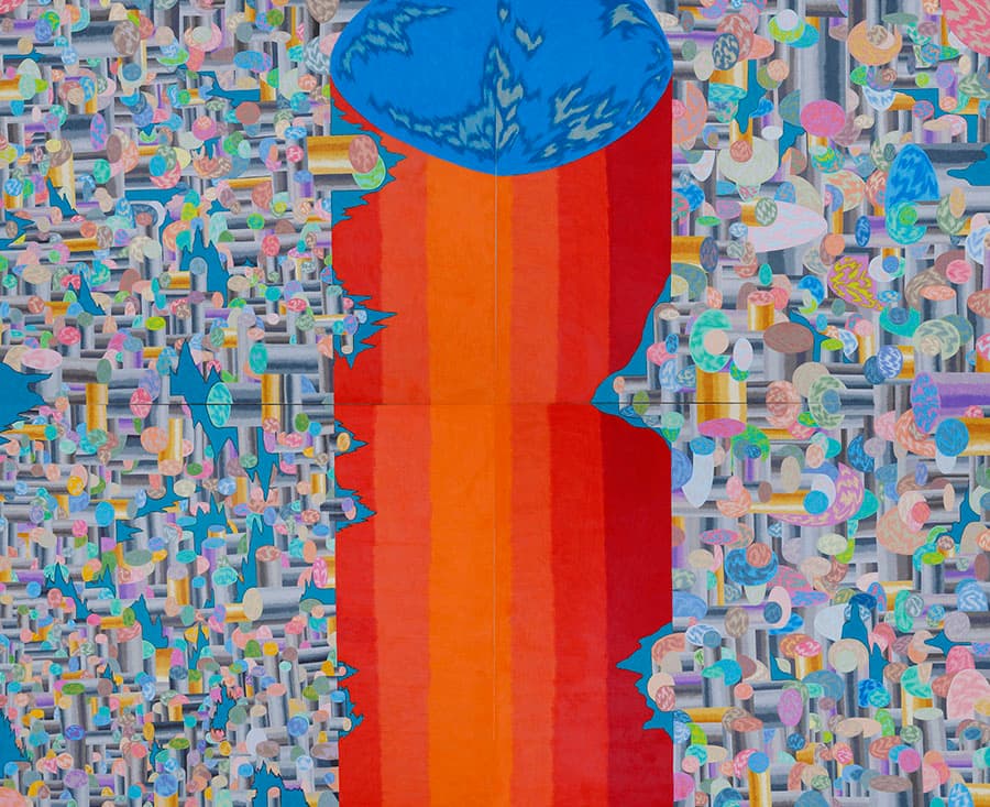 권나영_Bombing Game_종이위에 색연필_130cm x 107cm_2019