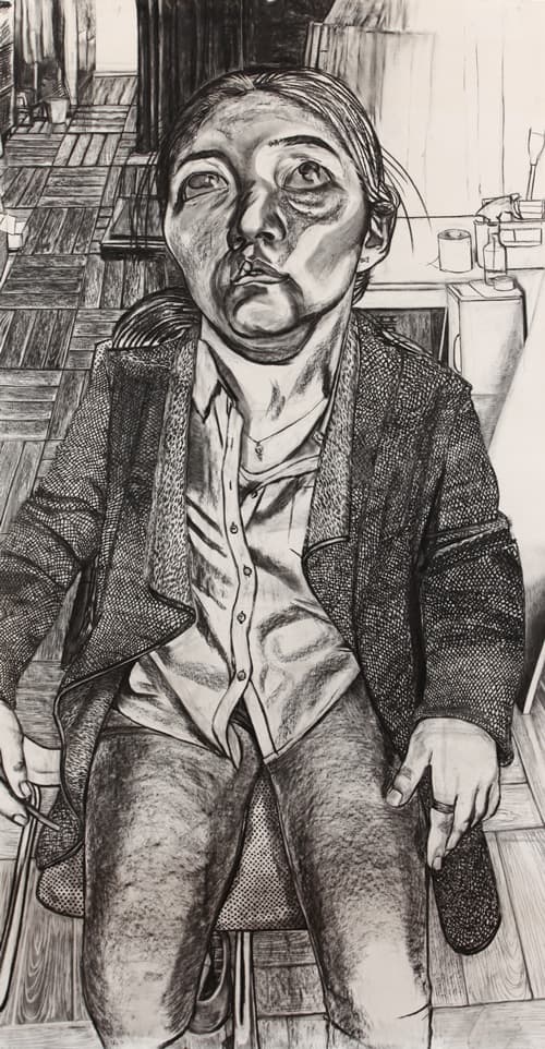 이은경_16공항동작업실_종이위에 목탄_210x130cm_2016