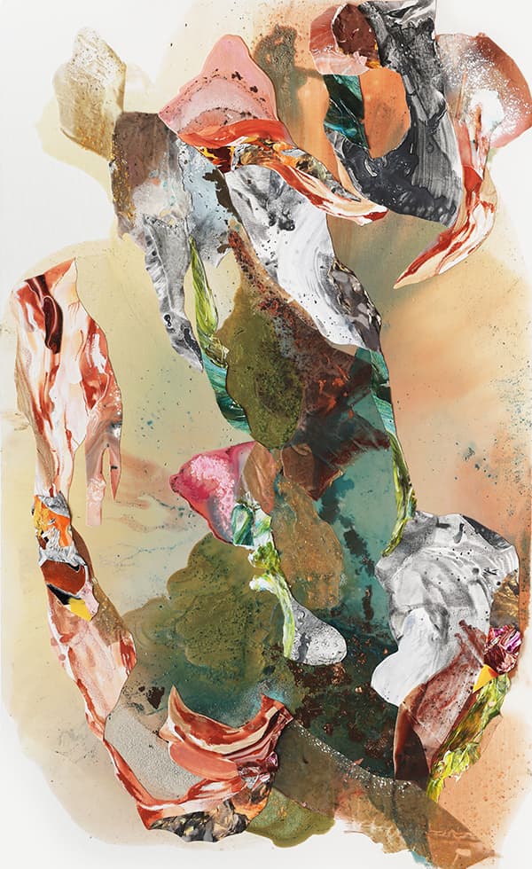Calm,But Wild #4 ,collage,acrylic,graphite on canvas, 145x89cm,2018