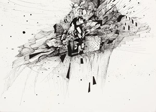 Broken city 2, pen on paper, 35x25cm, 2014