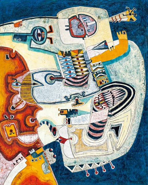 곽덕준 살을 에는 듯한 시선 1968 나무판넬에 석고, 호분, 수지, 수채, 아크릴 162 x 132 cm