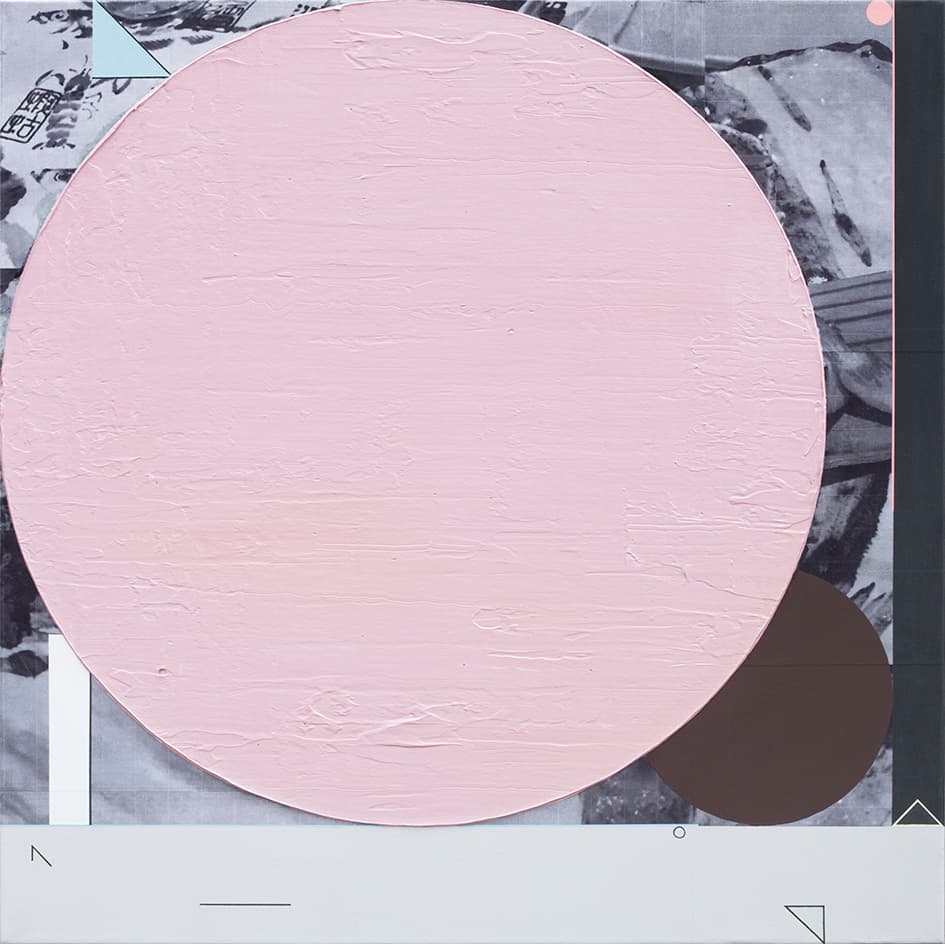 이희준, Dinner at Ryokan, 2019, acrylic on photocollage, 73 x 73cm