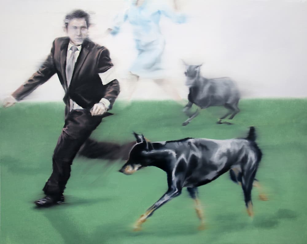 권소진, 개를 산책시키는 남자 / 130.3 × 97.0cm / oil on canvas / 2016