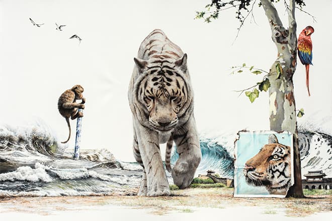 김남표, Instant Landscape - Traveler#29, 2014, Charcoal on Canvas, 130.3x193.9cm