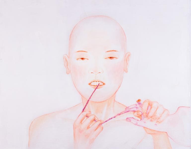 김은설, 너를 물어뜯고, 90.9 × 72.7cm, 캔버스 위에 아크릴, 색연필, 2012.jpg