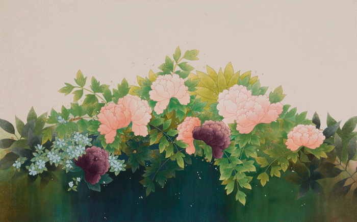 서하나 peonies3 장지에 분채, 석채 117 x 73cm 2015