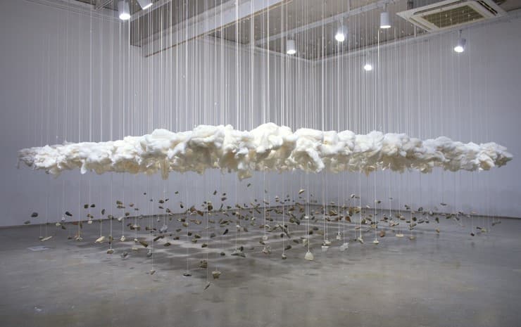 Kim, Soonim, The Space 17-Paju, 2016. stones, cotton threads, variable installation