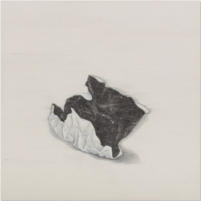 이형린, 구겨놓은 이야기, 장지에 연필, 과슈, 100×100cm, 2016