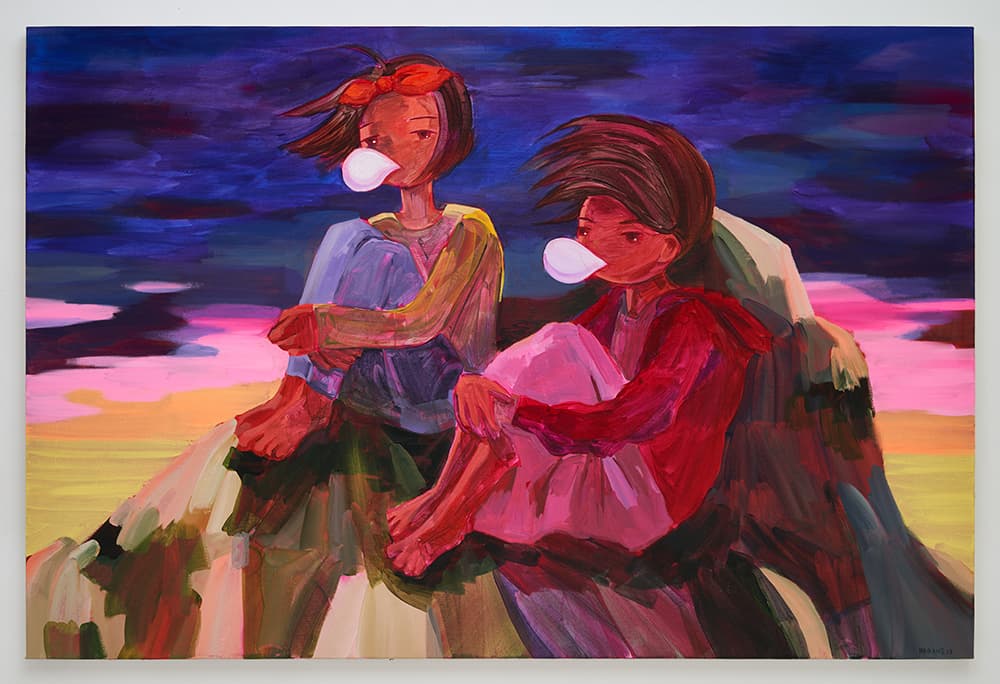 김허앵,  우리가 나눈 짙은 꿈 Deep dreams we shared  Acrylic on canvas, 100x150cm, 2023