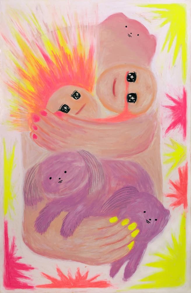 손민희_우리 사랑은 형광색이야_2022_Oil on panel_80.3 x 53 cm