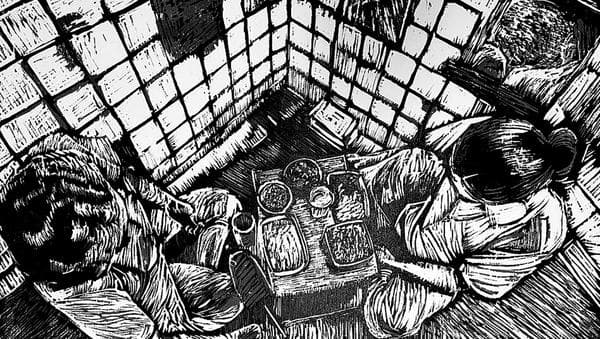 임동현, 타일, 60x40cm,  Wood cut on Paper, 2017