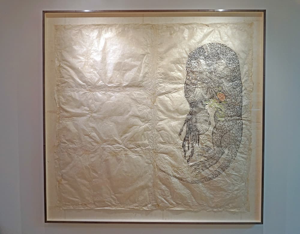 키키 스미스 <Untitled> 네팔 종이 위에 잉크, 리소그래피 크레용, 2000, 163 x 157cm