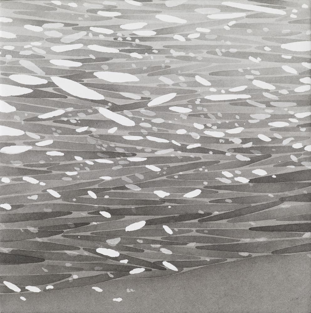 윤연두, 기록된 바다_종이에 수묵_15.0×15.0cm_2020