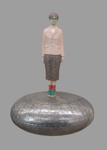 Toshimatsu Kuremoto, 待つことの悦び 기다리는 즐거움 , Wood Tinplate Modeling paste, 325x245x185mm , 2018