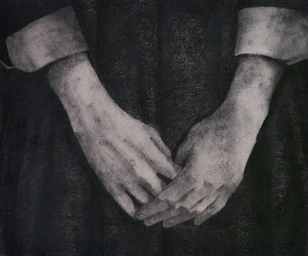서윤아, 006 공손한 손, 72.7x60.6cm, 장지에 목탄, 2015