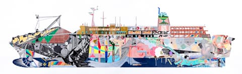 A Ferry, 200x70cm, 종이에 색연필, 2016
