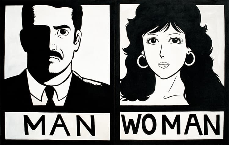 이동기, 남과 여 Man and Woman, acrylic on canvas, 160 X 260 cm, 1990