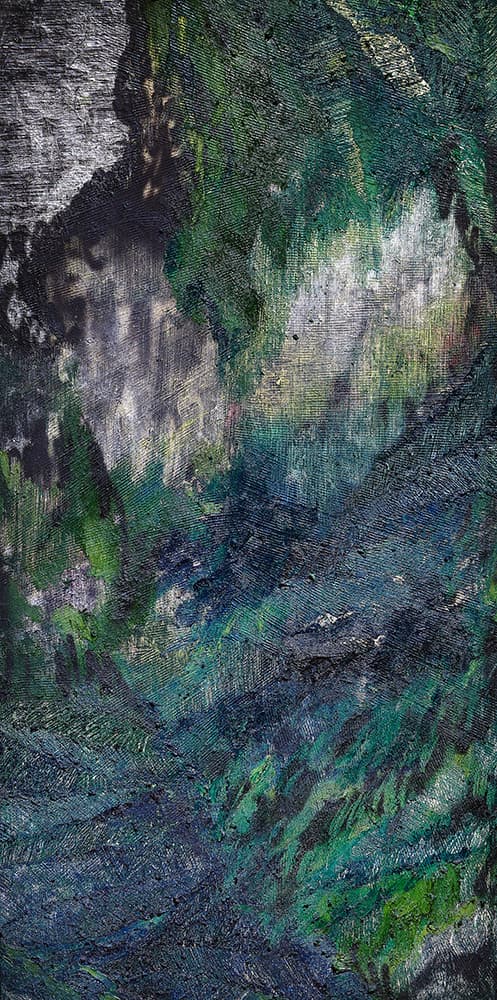 백요섭.흔적으로 남은 시간들에 대한 실험 22-28, 2022, Oil on canvas, Mixed media, 244x122cm