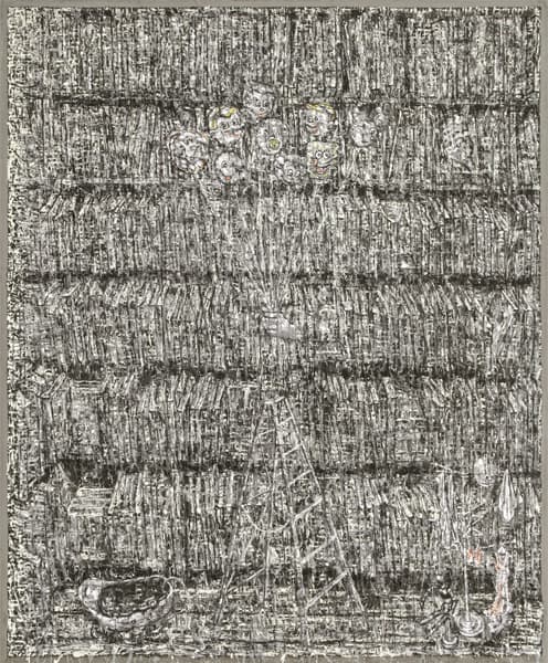 유근택, <어떤 도서관 – 아주 긴 기다림>, 2017, 한지에 수묵채색, 244.5x203cm
