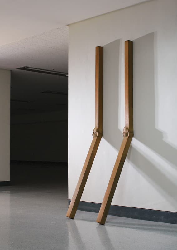 Park Suk Won, Mutation-Pair 7918, 1978 wood, total 2 parts, 250 x 15 x 15 cm each, courtesy of the Artist