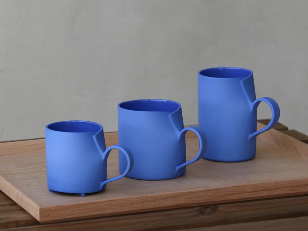 이보미, Cut&Fold series_ Indian blue Mugs, 슬립캐스팅, 컷앤폴드 , 산화소성 2019